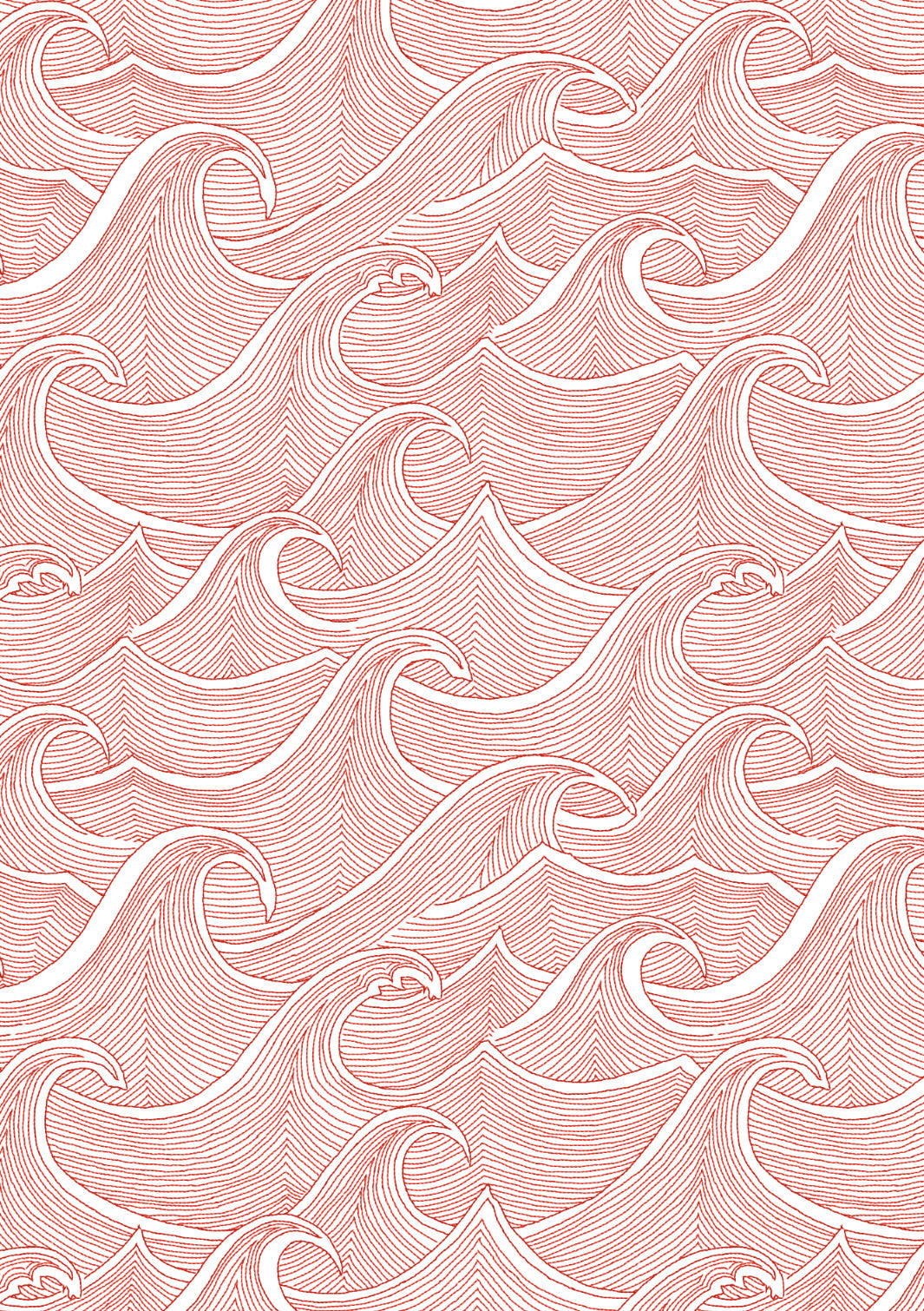 'Waves' Wallpaper by Lingua Franca - Red on White