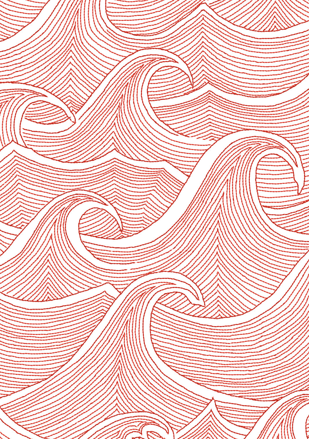 'Waves' Wallpaper by Lingua Franca - Red on White