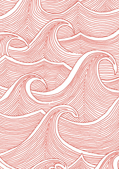 'Waves' Wallpaper by Lingua Franca - Red on White