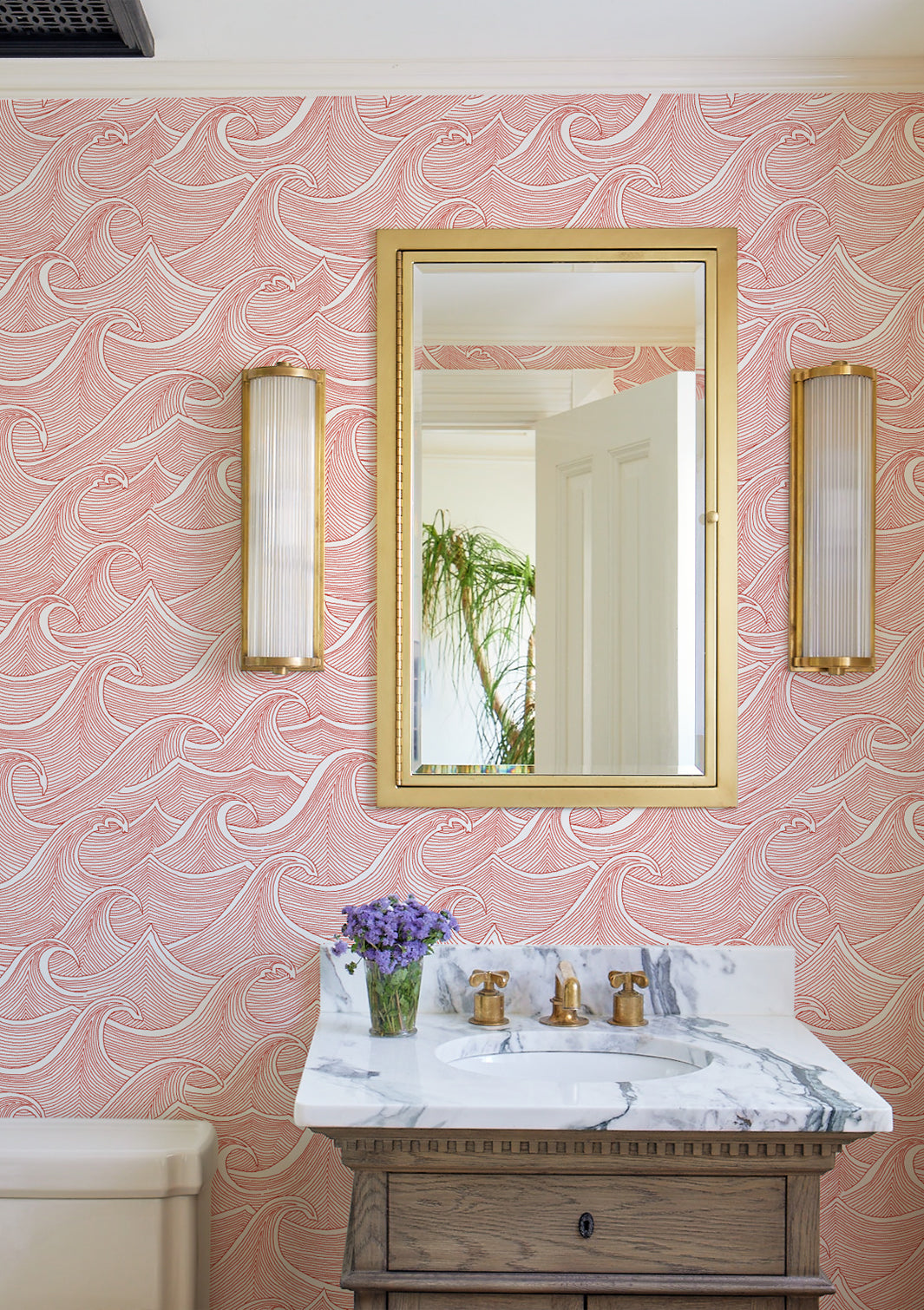waves wallpaper lingua franca red on white