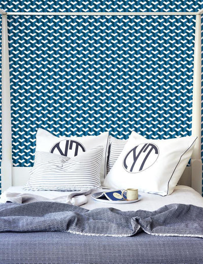 'Y Not' Wallpaper by Wallshoppe - Cadet Blue / Indigo