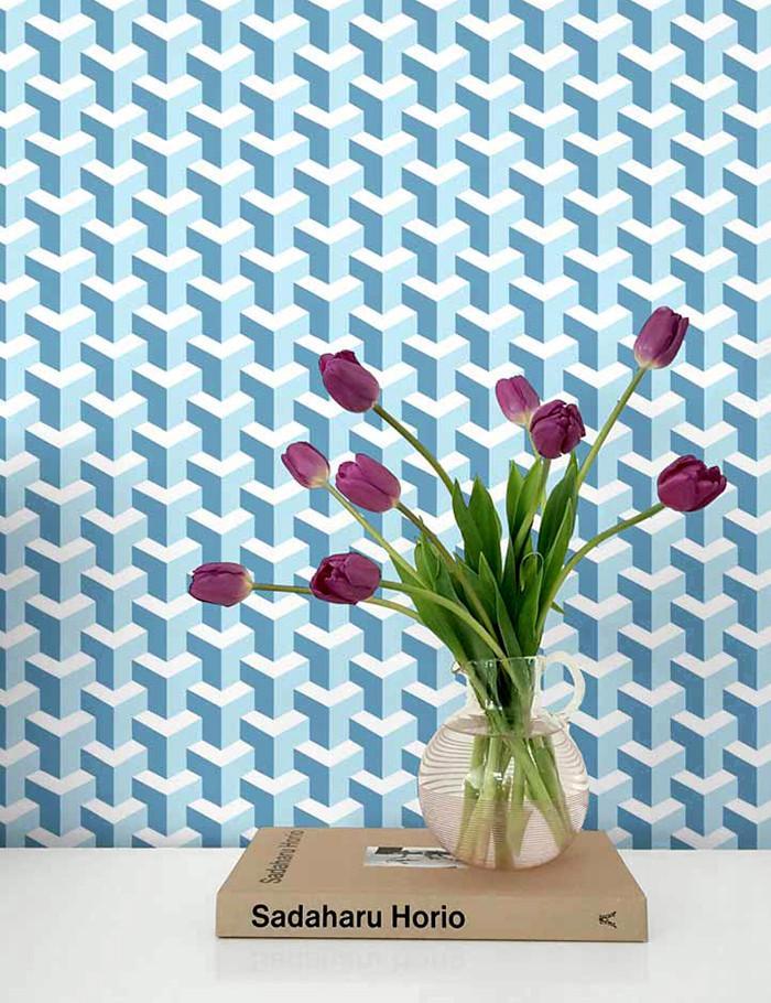 'Y Not' Wallpaper by Wallshoppe - Baby Blue / Seaside