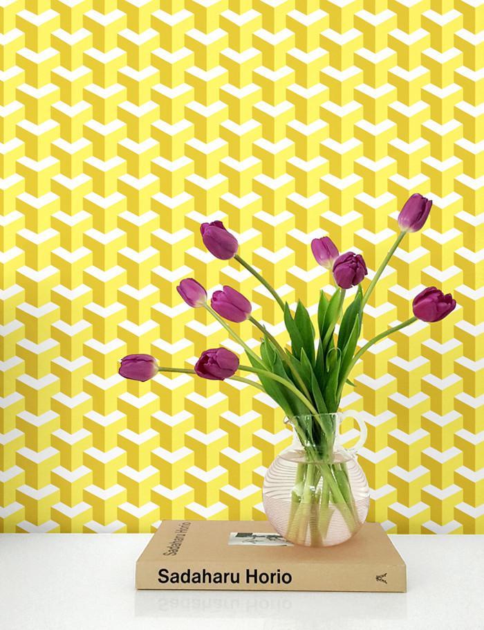 'Y Not' Wallpaper by Wallshoppe - Yellow / Mustard