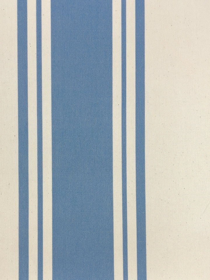 fabric by the yard yorkshire stripe cornflower on organic twill