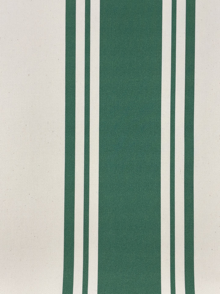 fabric by the yard yorkshire stripe green on organic twill