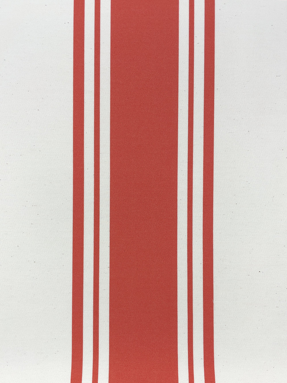 fabric by the yard yorkshire stripe red on organic twill