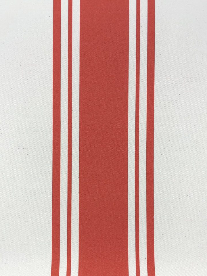 fabric by the yard yorkshire stripe red on organic twill