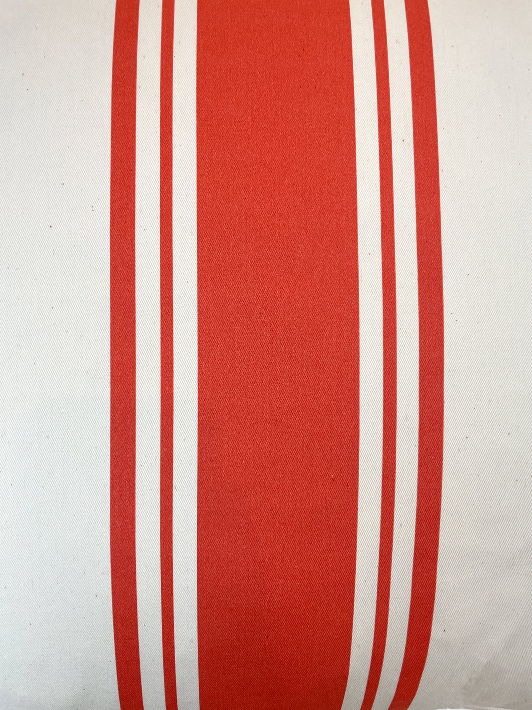 yorkshire stripe throw pillow red on organic twill