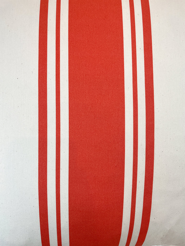 yorkshire stripe throw pillow red on organic twill