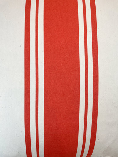 'Yorkshire Stripe' Throw Pillow - Red on Organic Twill