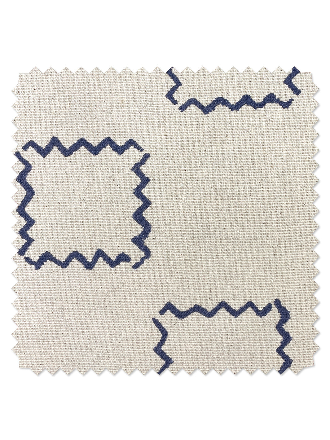fabric by the yard zag squares navy on raw canvas