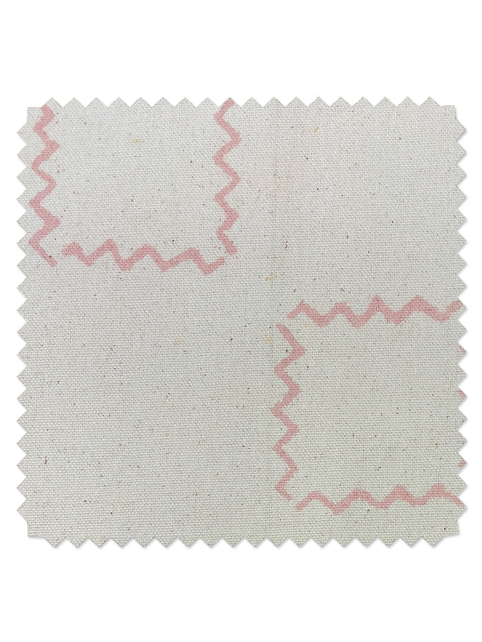 'Zag Squares' Raw Canvas Fabric by Nathan Turner - Pink on Raw Canvas