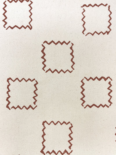 fabric by the yard zag squares rust on raw canvas