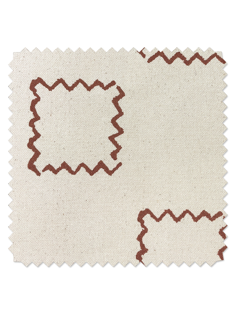 fabric by the yard zag squares rust on raw canvas