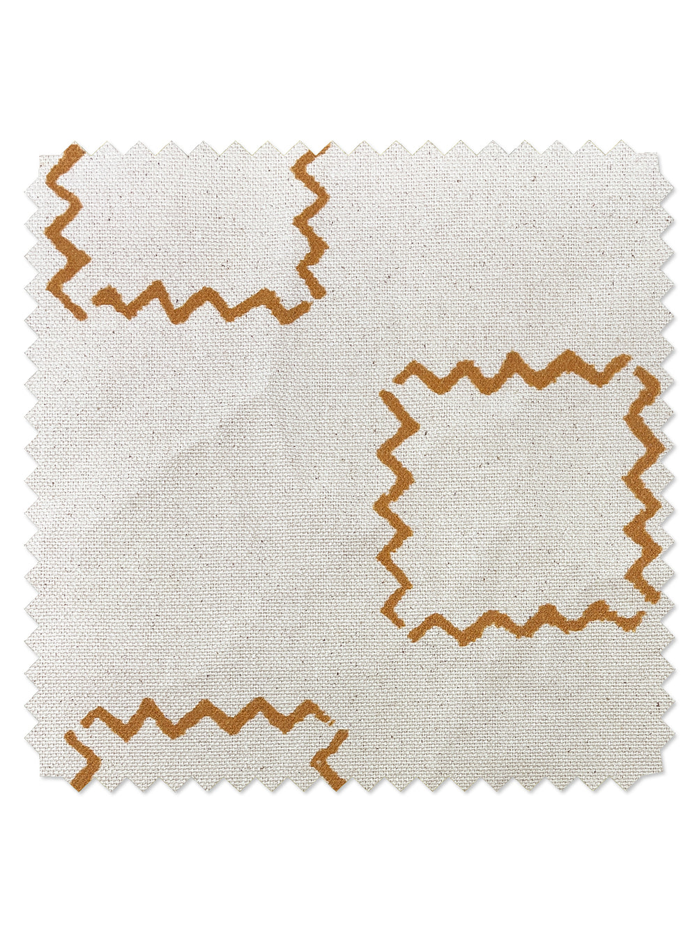 fabric by the yard zag squares terracotta on raw canvas