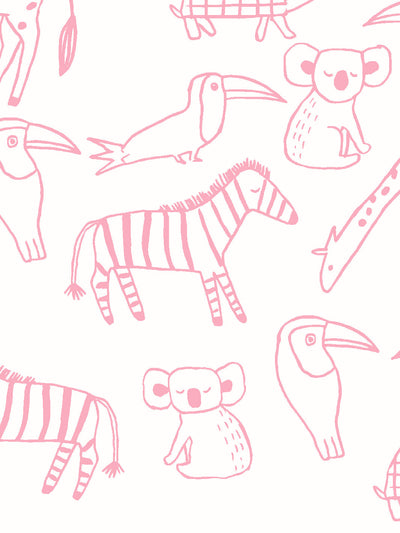 zoo party wallpaper by tea collection bubblegum