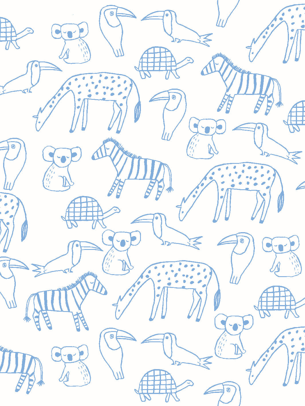 'Zoo Party' Wallpaper by Tea Collection - Denim