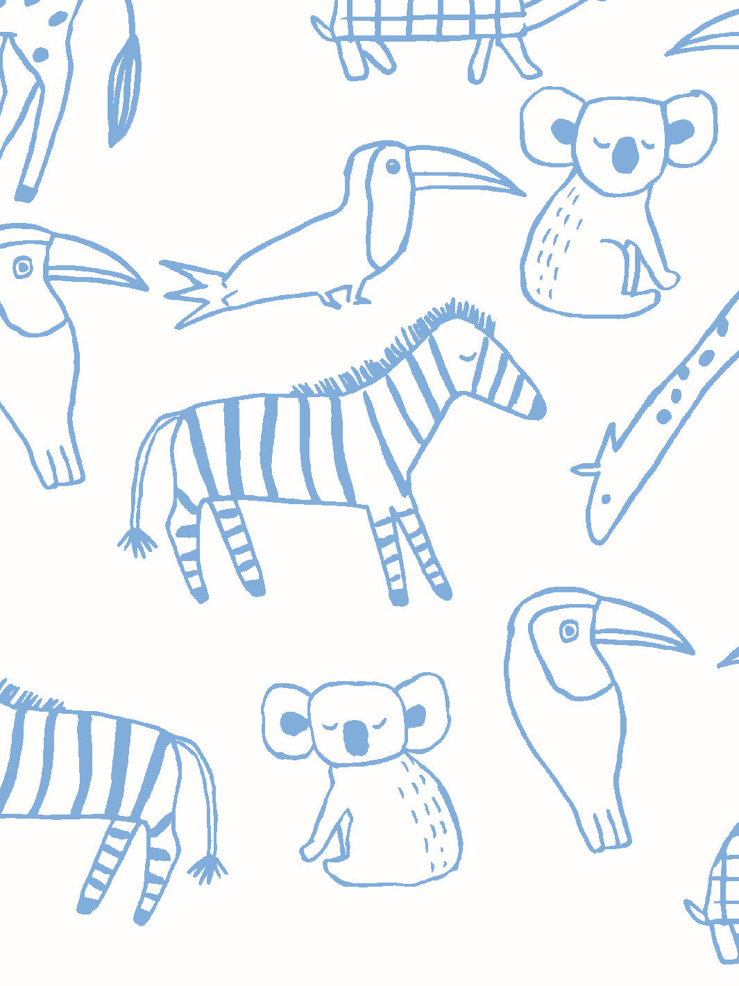 'Zoo Party' Wallpaper by Tea Collection - Denim