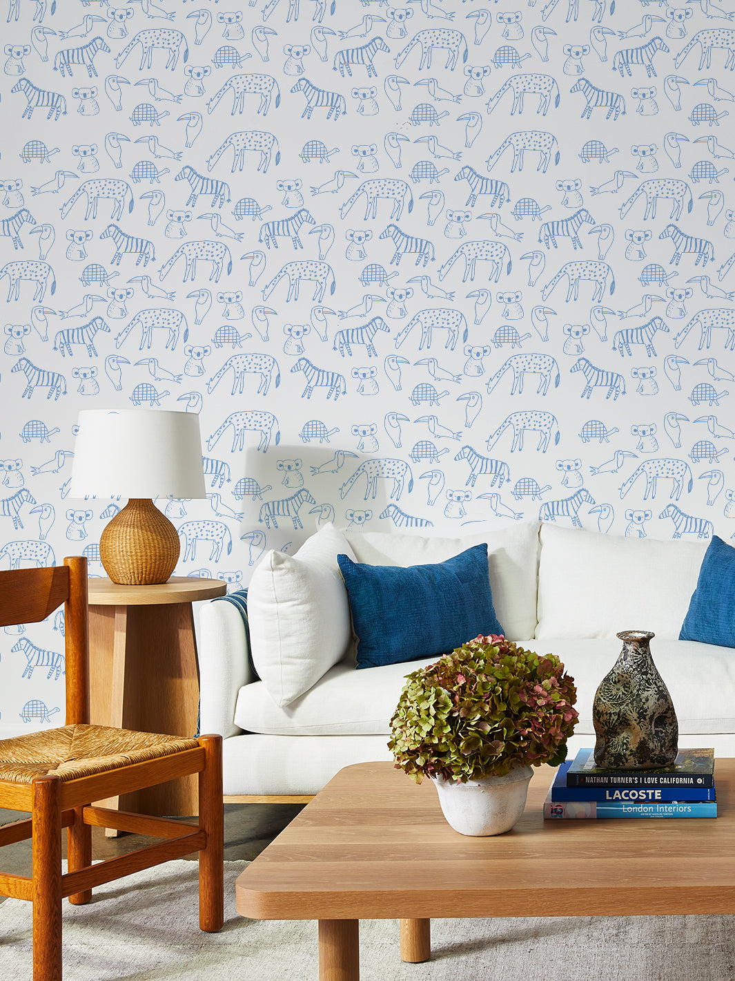 'Zoo Party' Wallpaper by Tea Collection - Denim