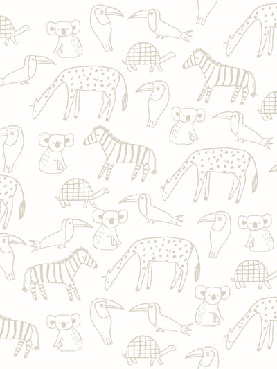 'Zoo Party' Wallpaper by Tea Collection - Ivory