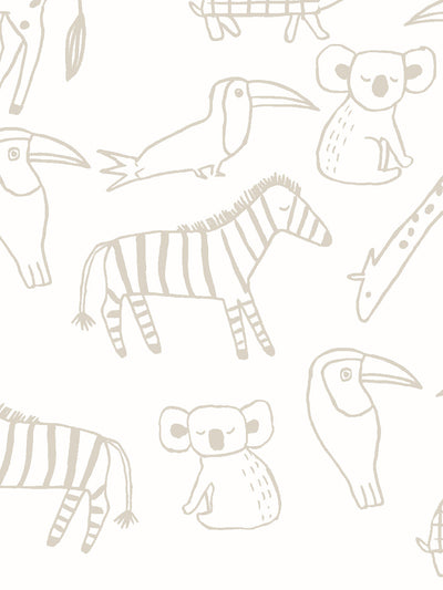 'Zoo Party' Wallpaper by Tea Collection - Ivory