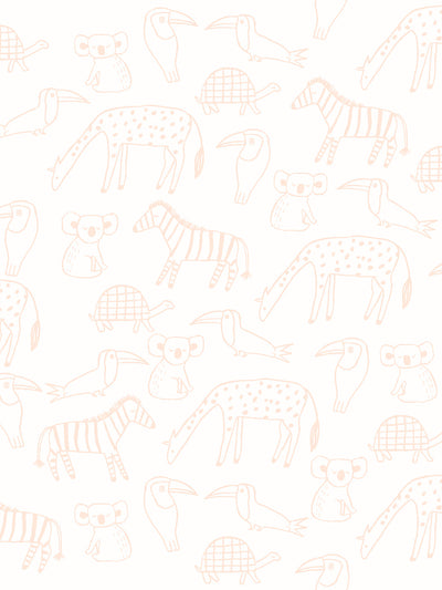 'Zoo Party' Wallpaper by Tea Collection - Peach