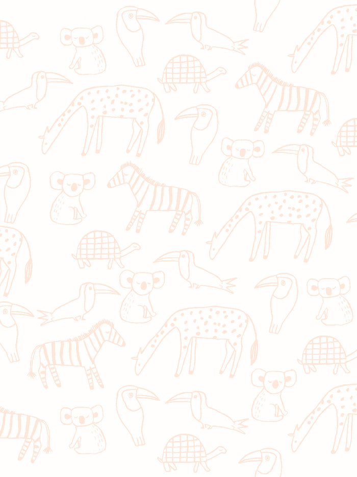 'Zoo Party' Wallpaper by Tea Collection - Peach