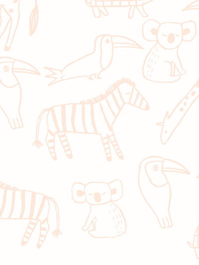 zoo party wallpaper by tea collection peach