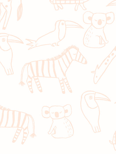 'Zoo Party' Wallpaper by Tea Collection - Peach