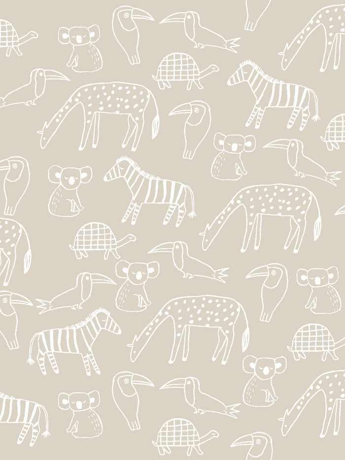 'Zoo Party' Wallpaper by Tea Collection - Taupe