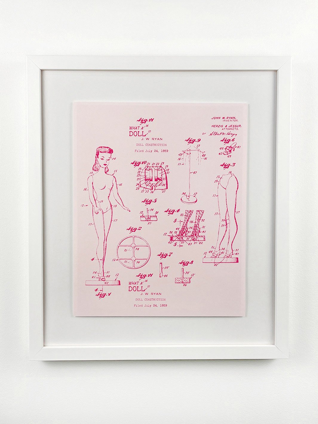 'Barbie™ Blueprint Pink Framed Art