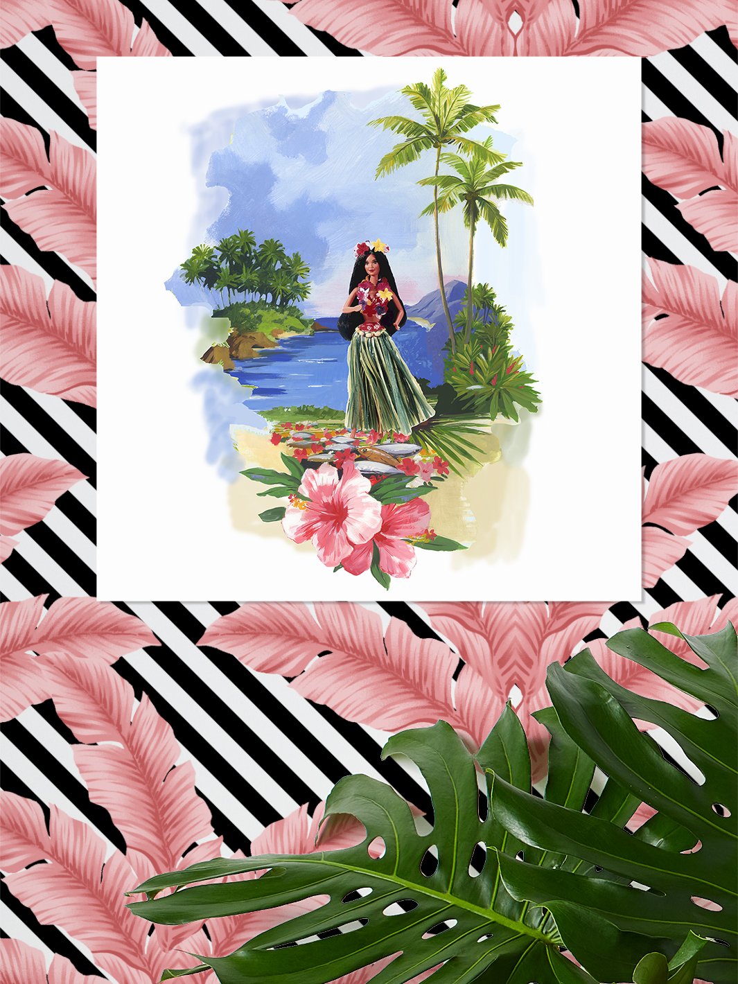 barbie hula on acrylic