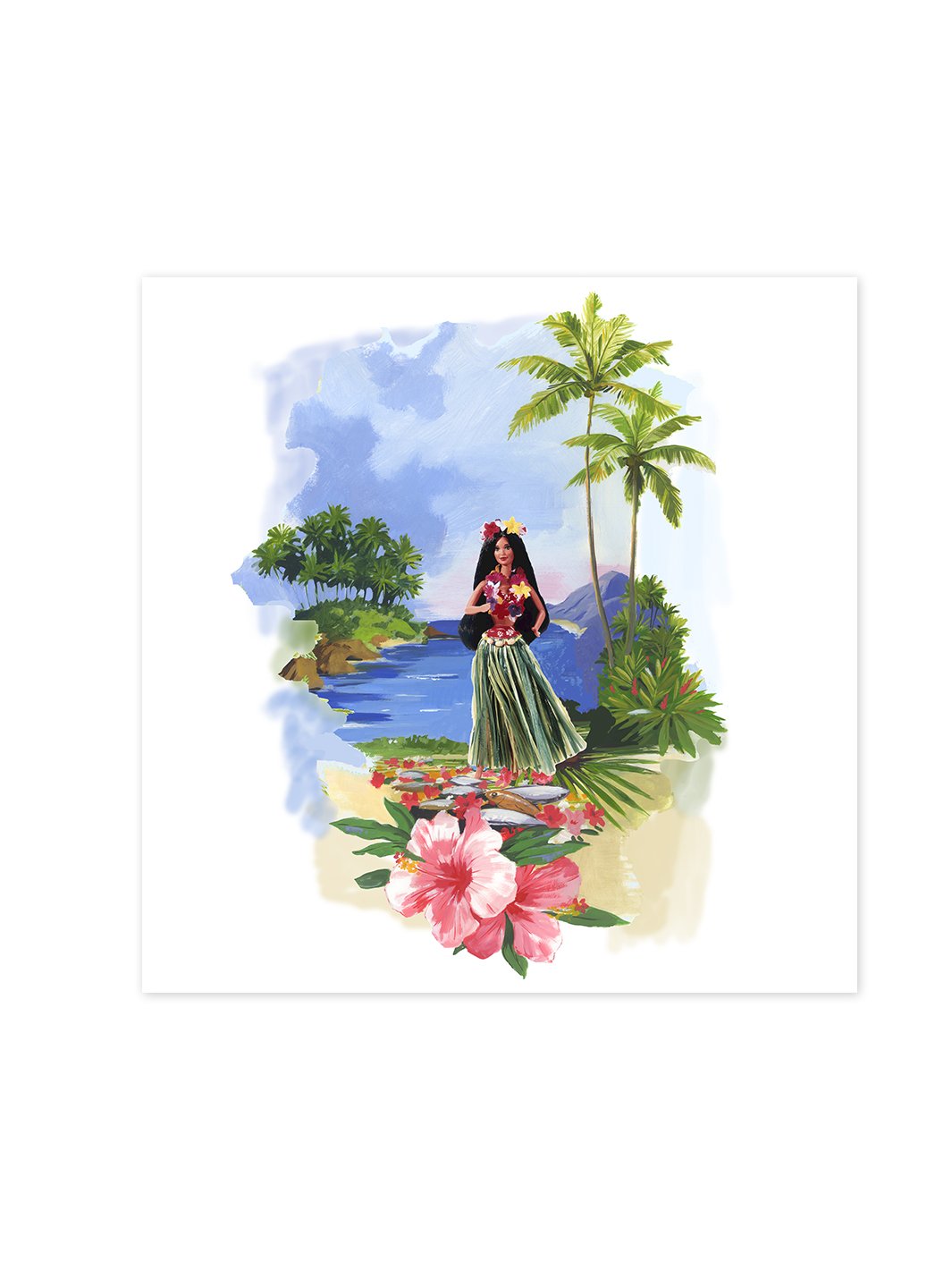 barbie hula on acrylic