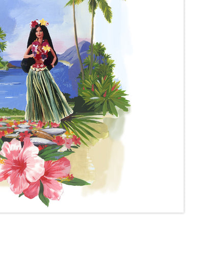 barbie hula on acrylic