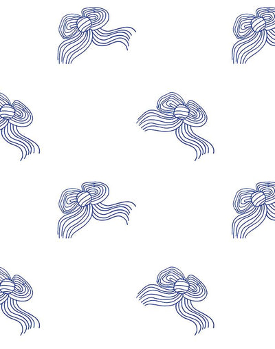 'Bows' Wallpaper by Clare V. Wallpaper - Blue