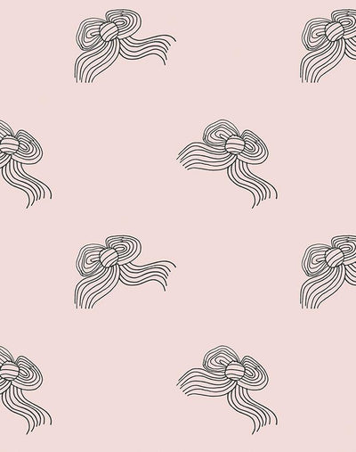 'Bows' Wallpaper by Clare V. - Charcoal Shell