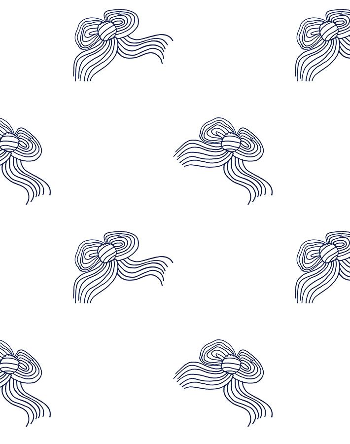 'Bows' Wallpaper by Clare V. - Navy