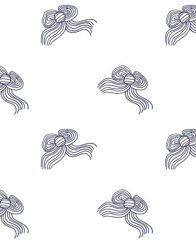 'Bows' Wallpaper by Clare V. - Navy